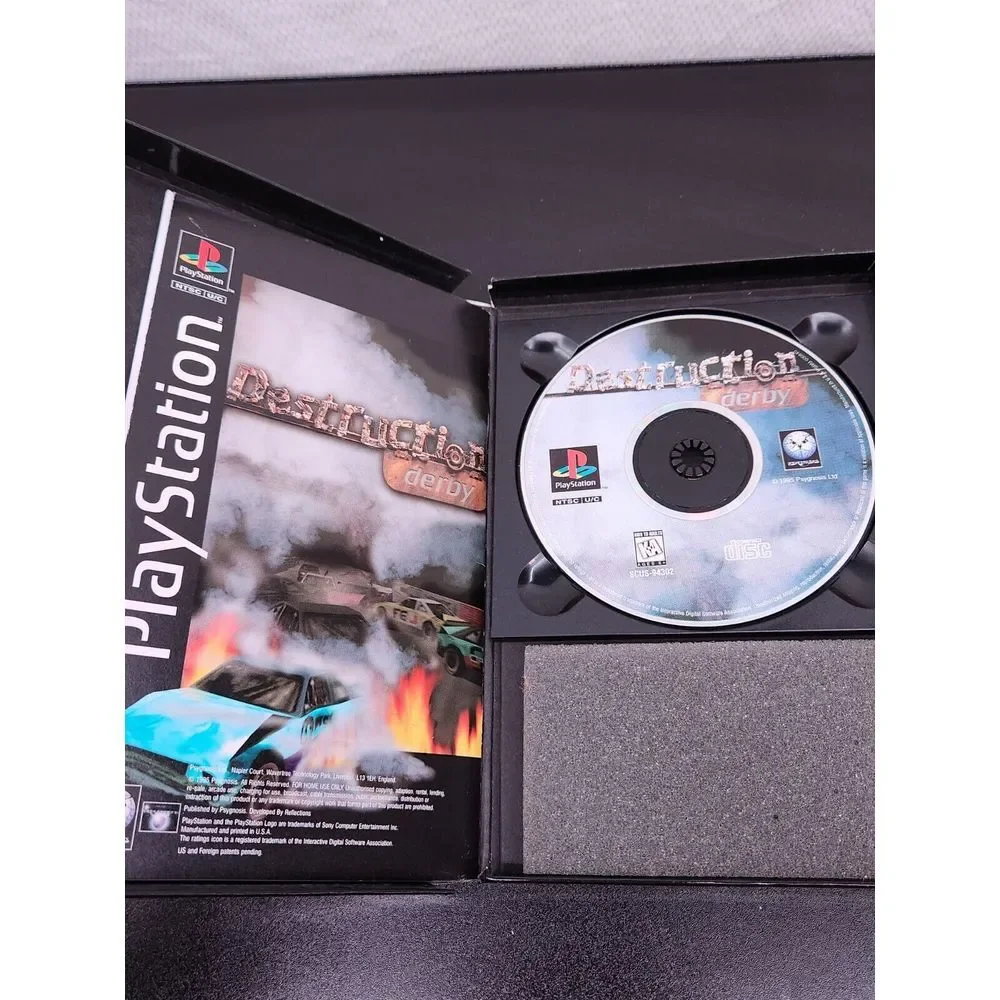 Destruction Derby PlayStation 1 PS1 Disc + Long Box Case +‎ Manual